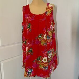 Metropolitan Vintage Red Floral Sleeveless Top